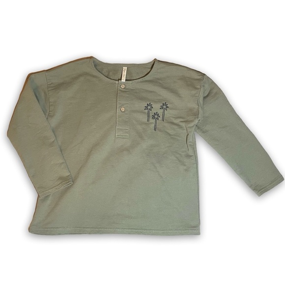 Rylee + Cru sz 6-7 long sleeve palm tree henley - Picture 1 of 3